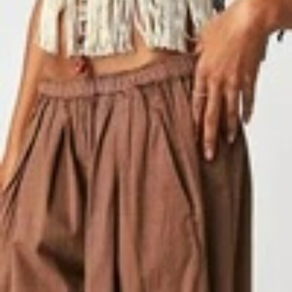 Free People To The Sky NWOT Parachute Pants COCOA Baggy Oversized Boho Medium - Picture 3 of 9